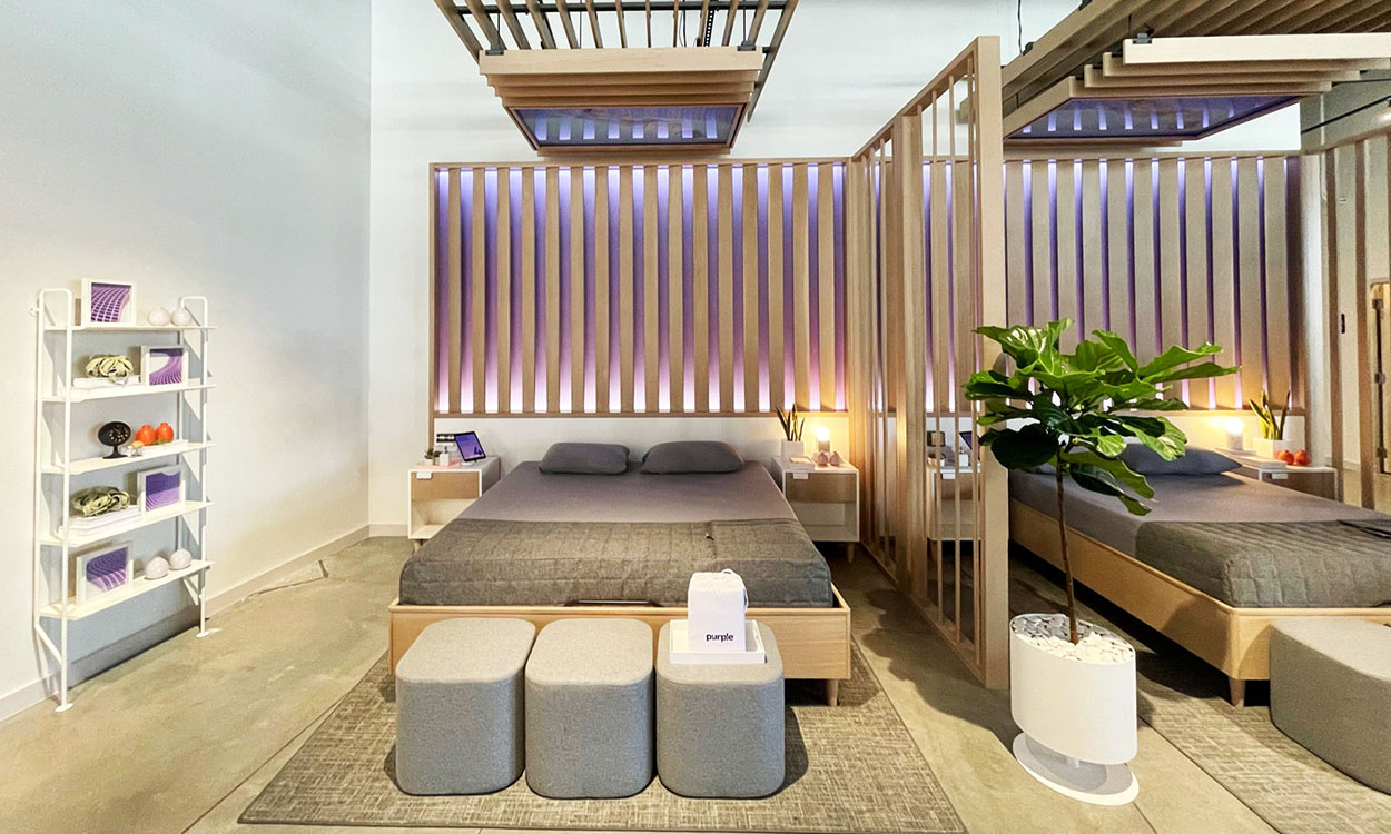 Photo of interior of Purple retail store. Retail Strategy and Analytics support provided by Asset Strategies Group.